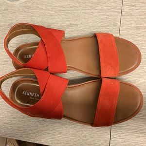 Women Kenneth Cole wedges red leather 8.5(39)